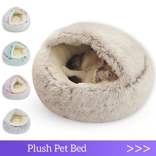 Cat Bed Pet Mattress Warm Soft Plush Pet Bed with Cover Round  Cat Dog