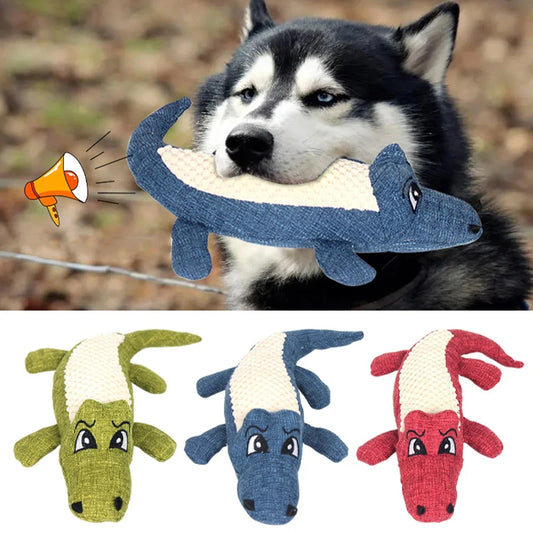 Pet Chew Toys Interactive Cartoon Animal Plush Alligator Shape Dog